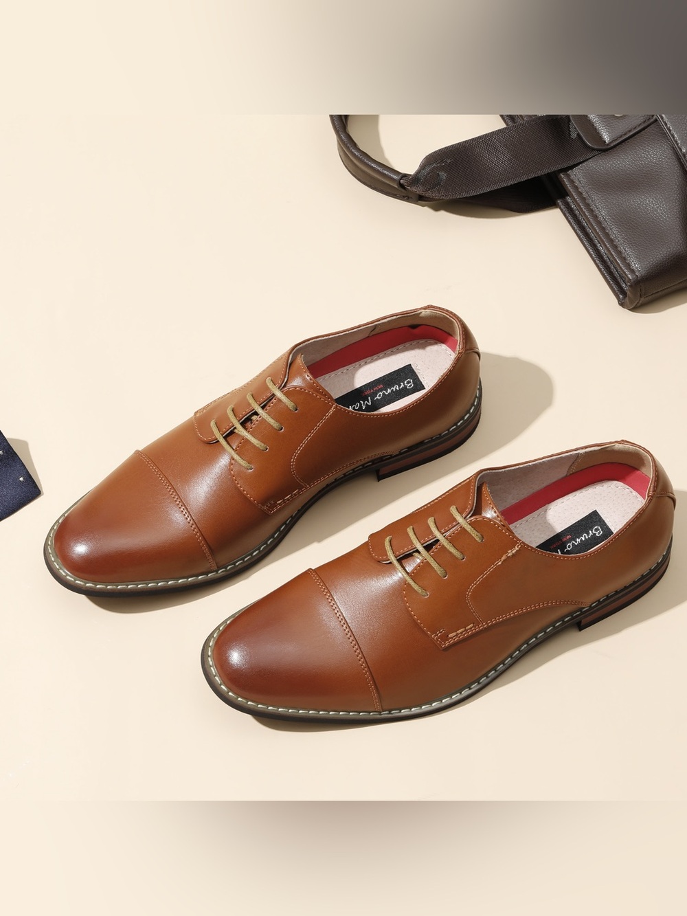🌺Bruno Marc Men’s Brown Leather Oxford Dress Shoes